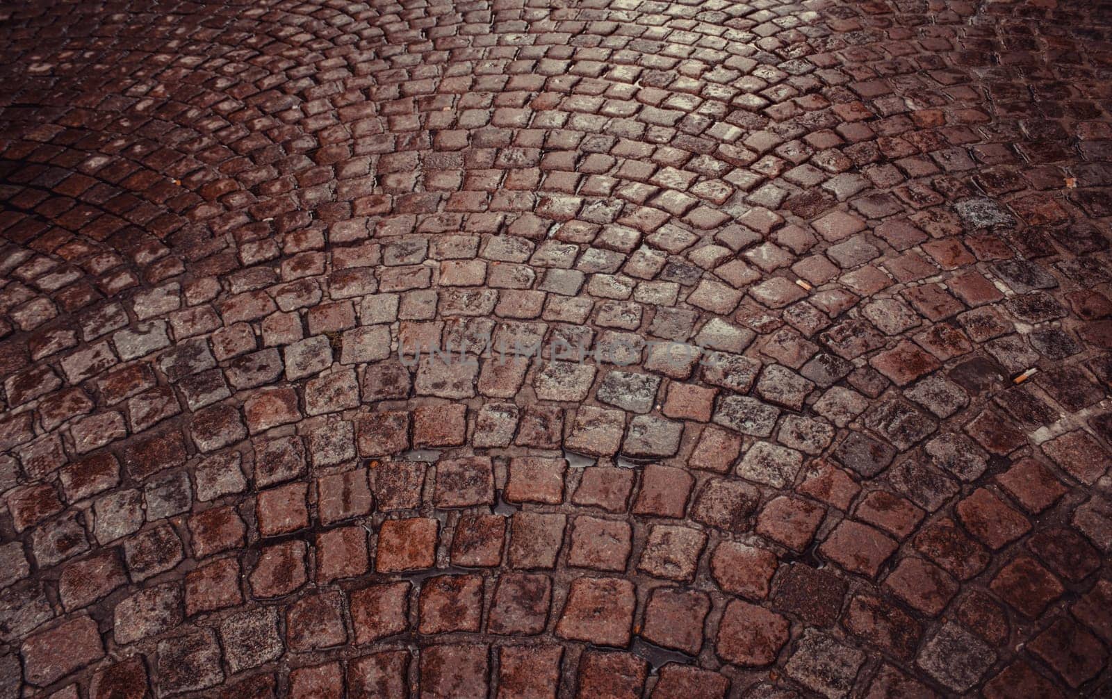 Flooring stone floor tiles in city street, construction