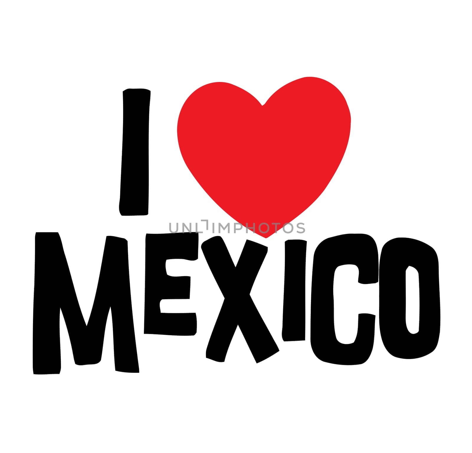 i love mexico heart red lettering country illustration