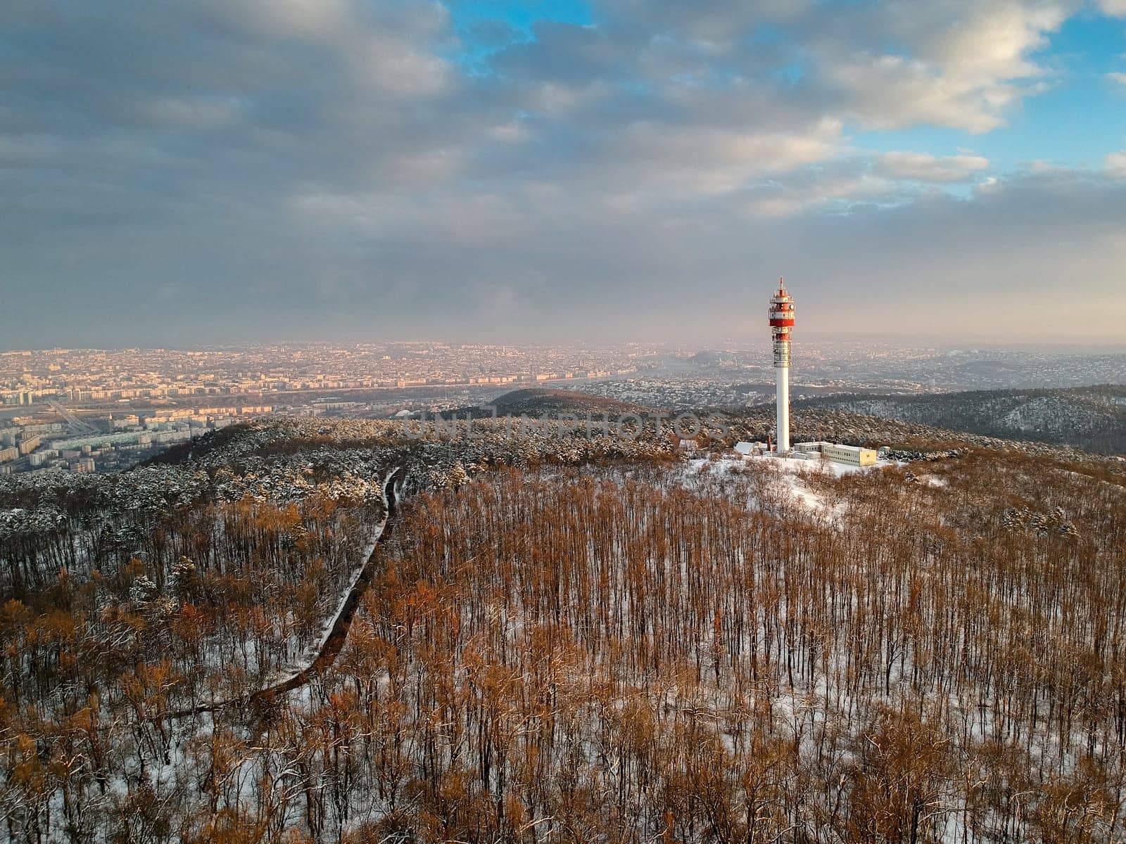 TV tower in winter over Budapest