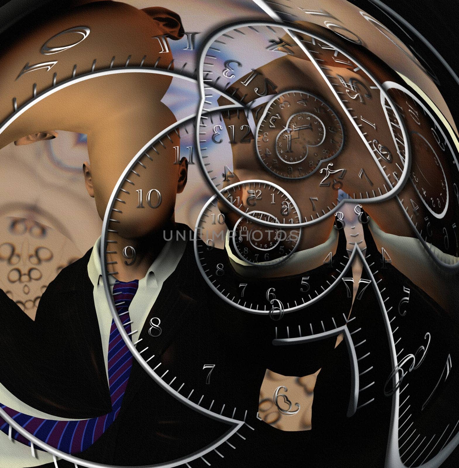 Man directs time spiral with hand