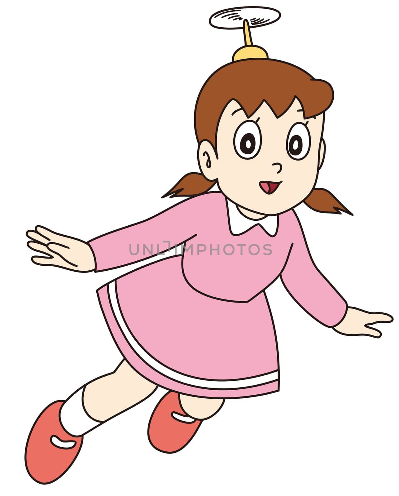 Shizuka Minamoto flying character japan manga illustration