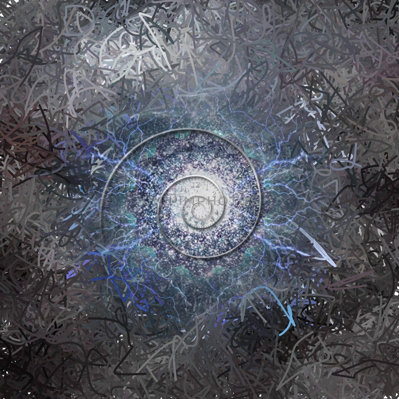 Spiral of time. Abstract background. 3D rendering