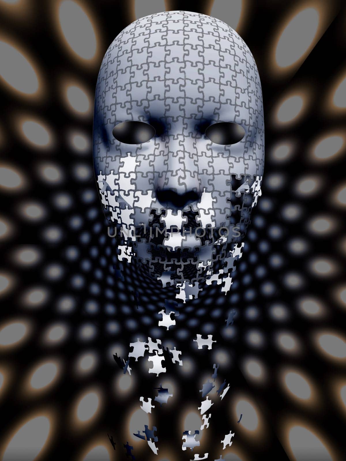 Puzzle falling mask composition