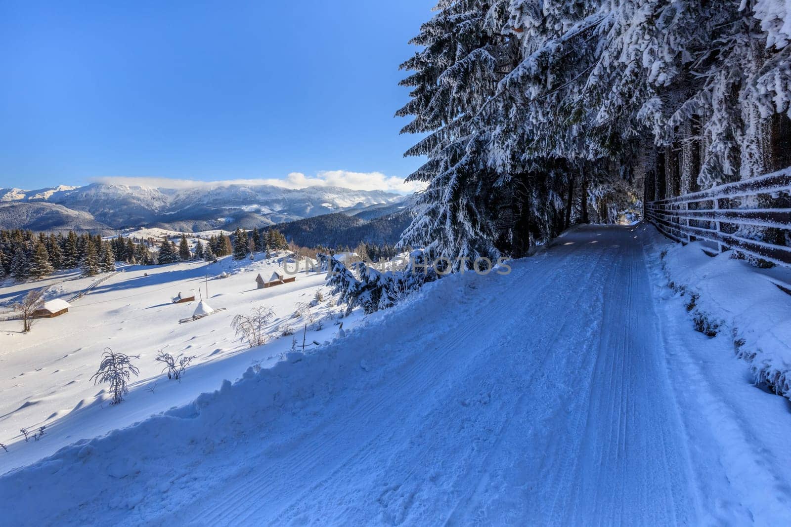 mountain landscape in winter. Bucegi Mountains Romania