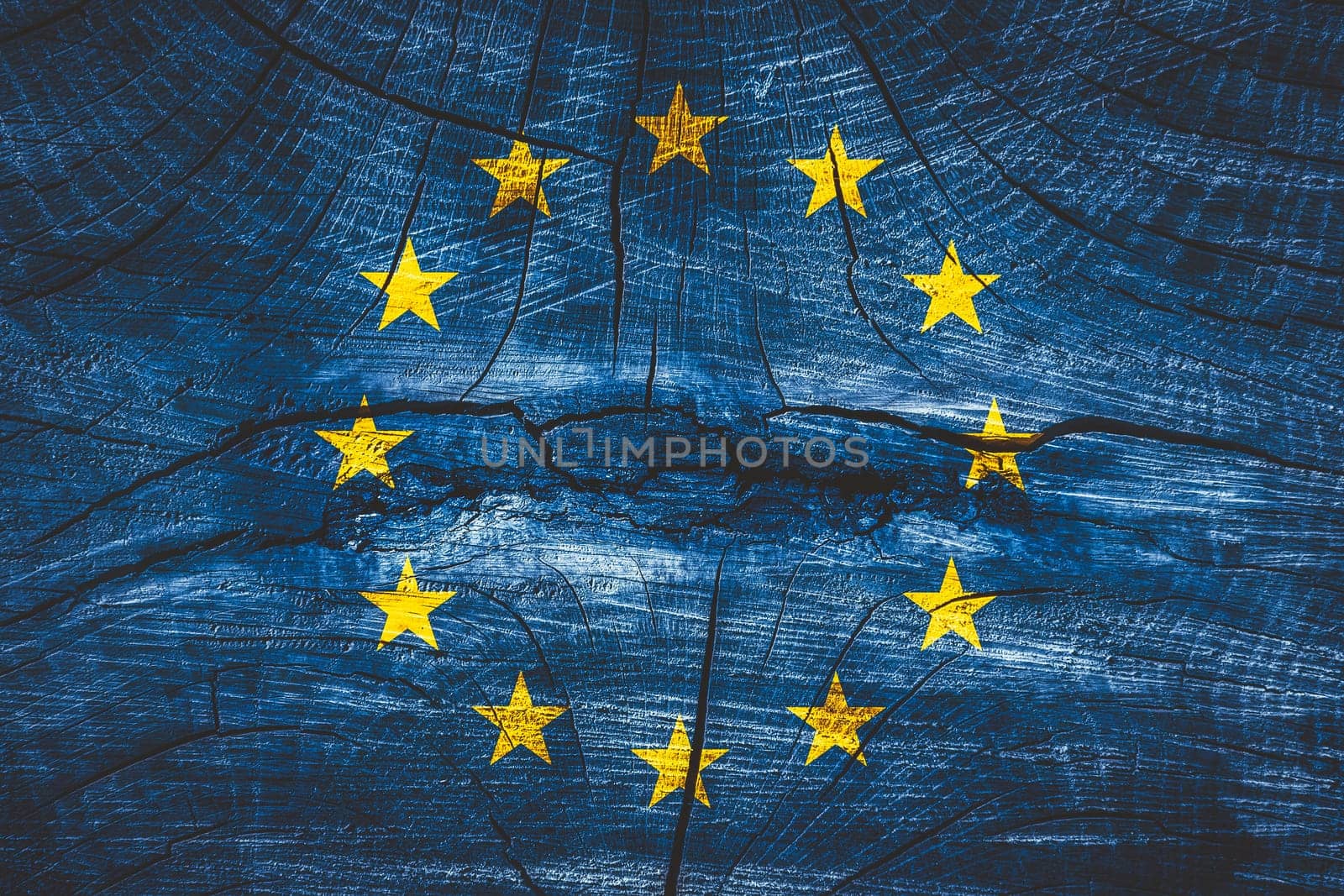 brexit concept - EU flag on grunge background