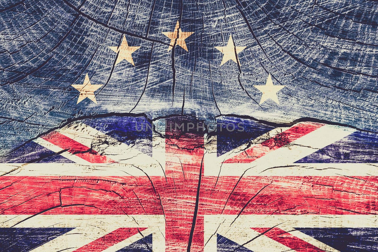 brexit concept - EUand UK flag on grunge background
