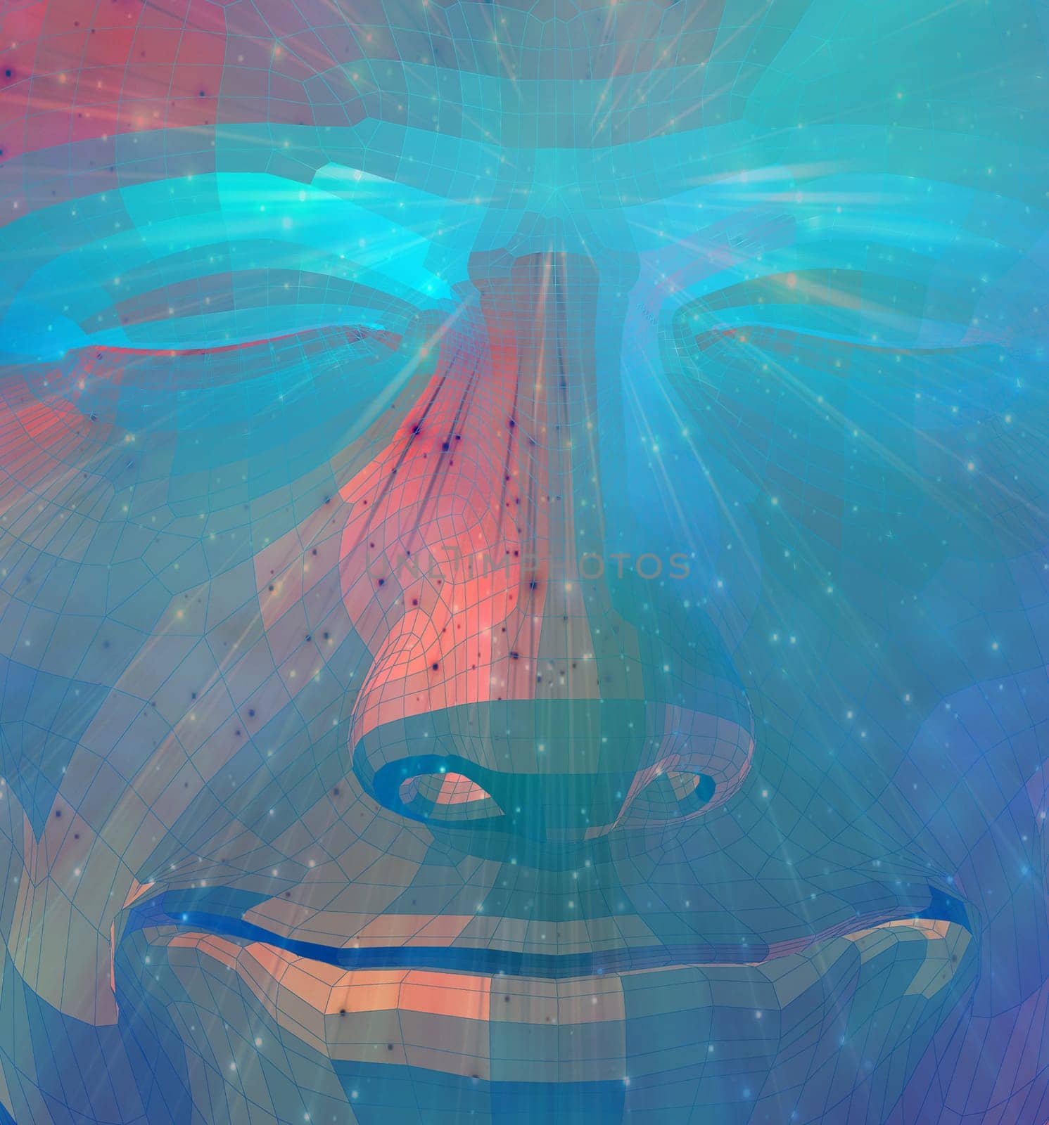 Spiritual Stone Face. 3D rendering