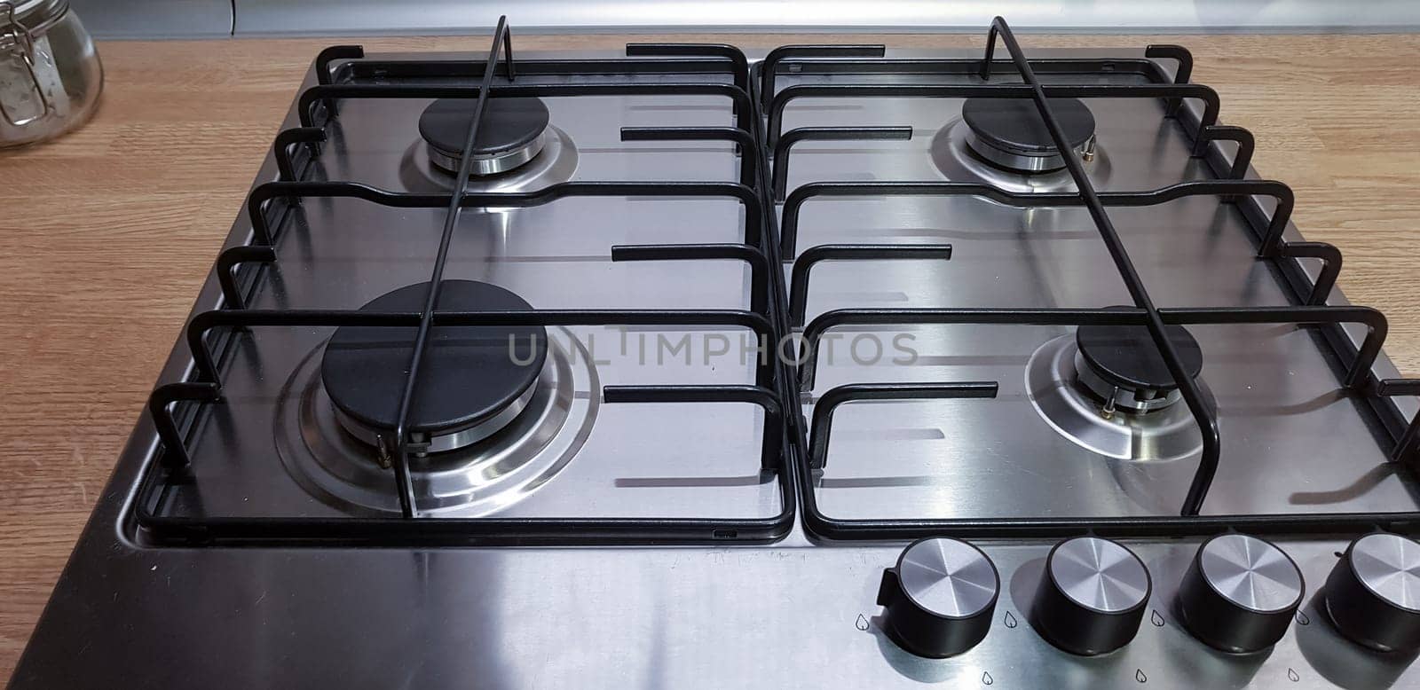 Gas stove with electric ignition in a modern kitchen