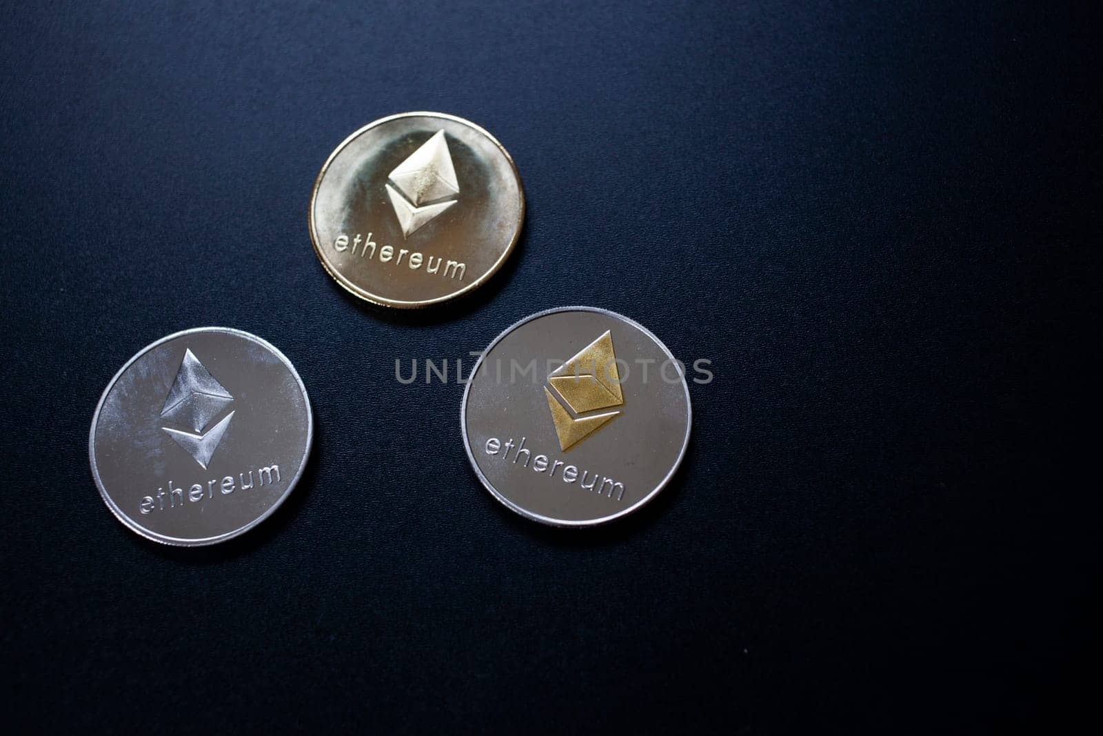 cryptocurrencies concept - bitcoin, litecoin, ethereum