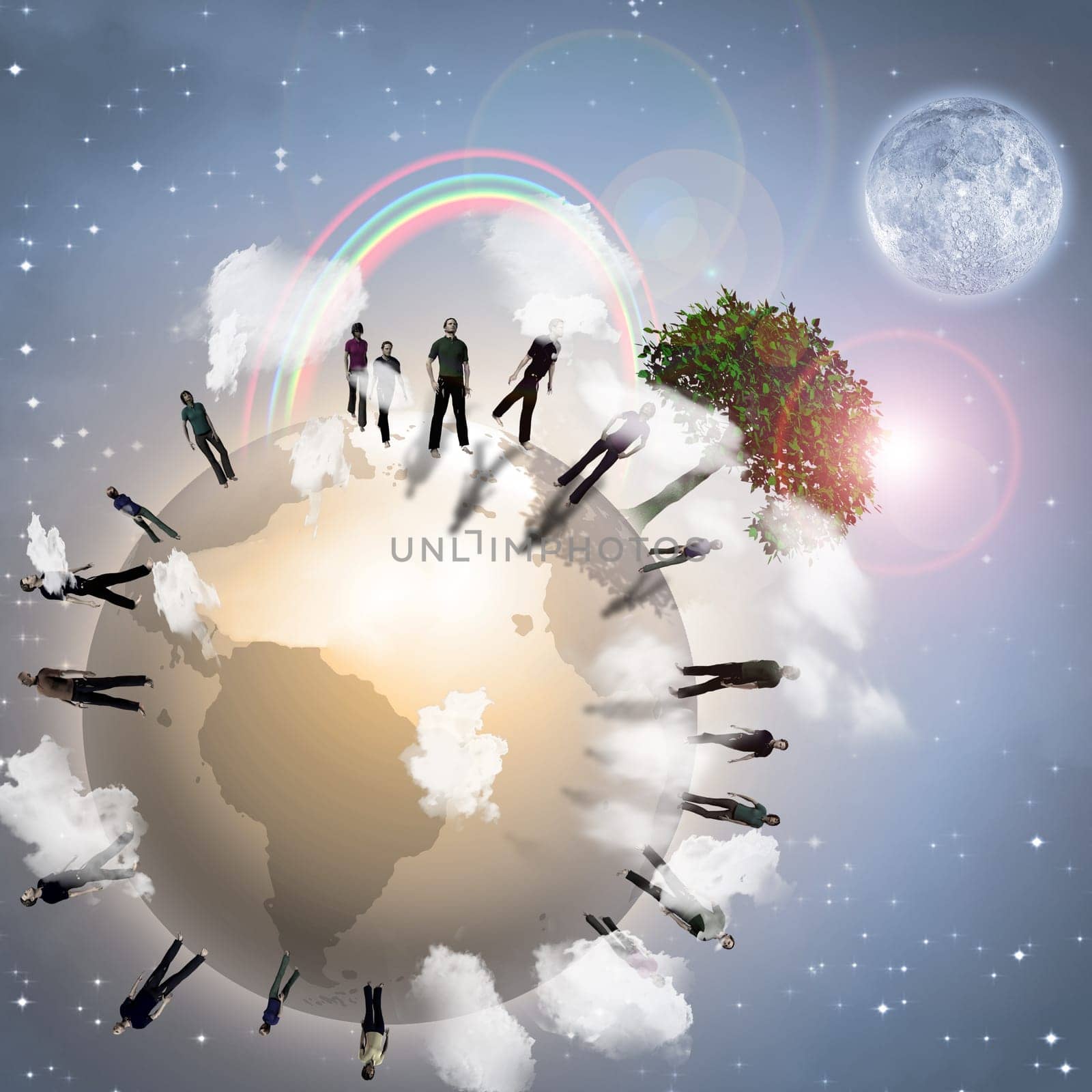 Eco Earth Community. 3D rendering