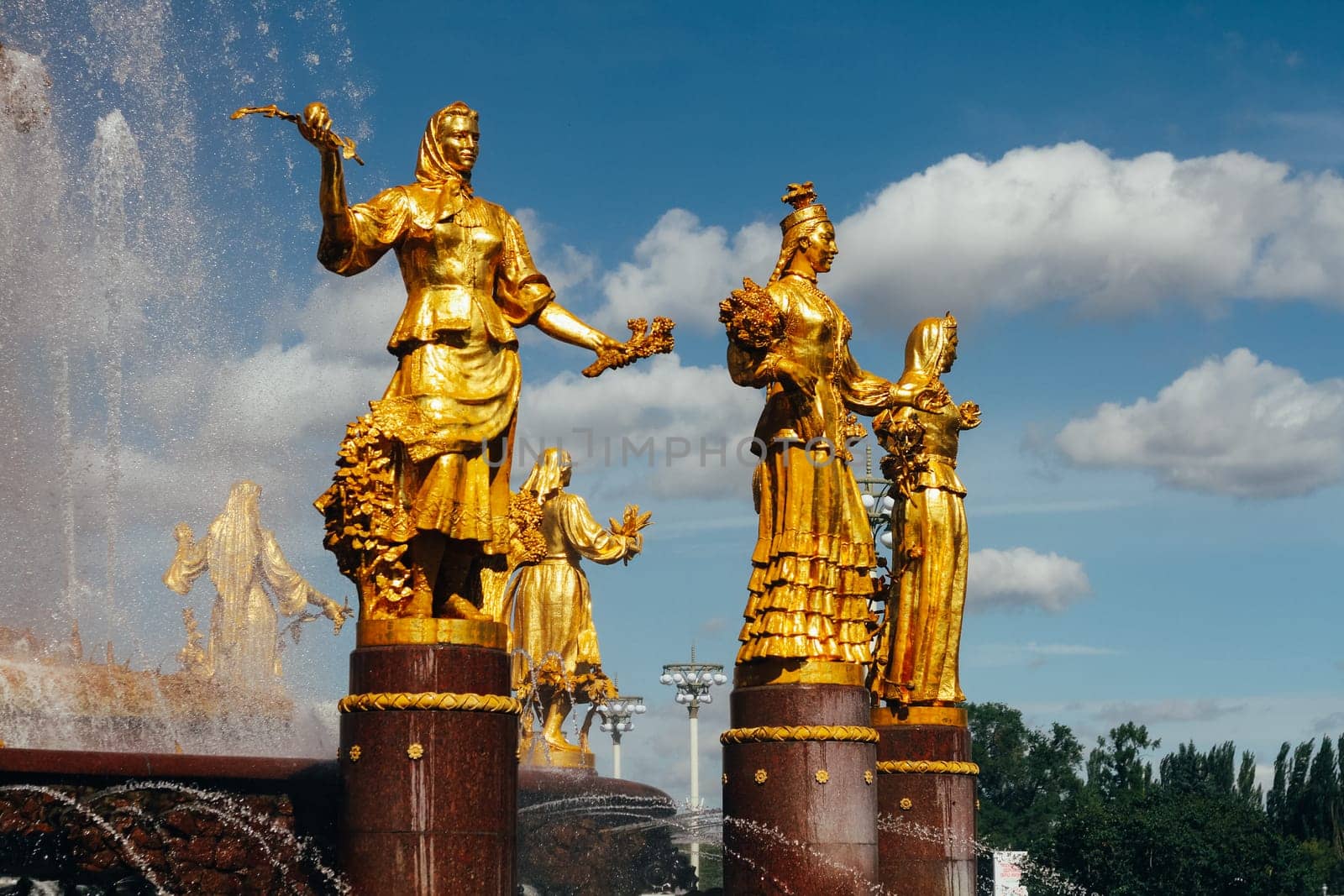 Moscow, Russia - August 13, 2018: VDNH fountain of friendship of nations.