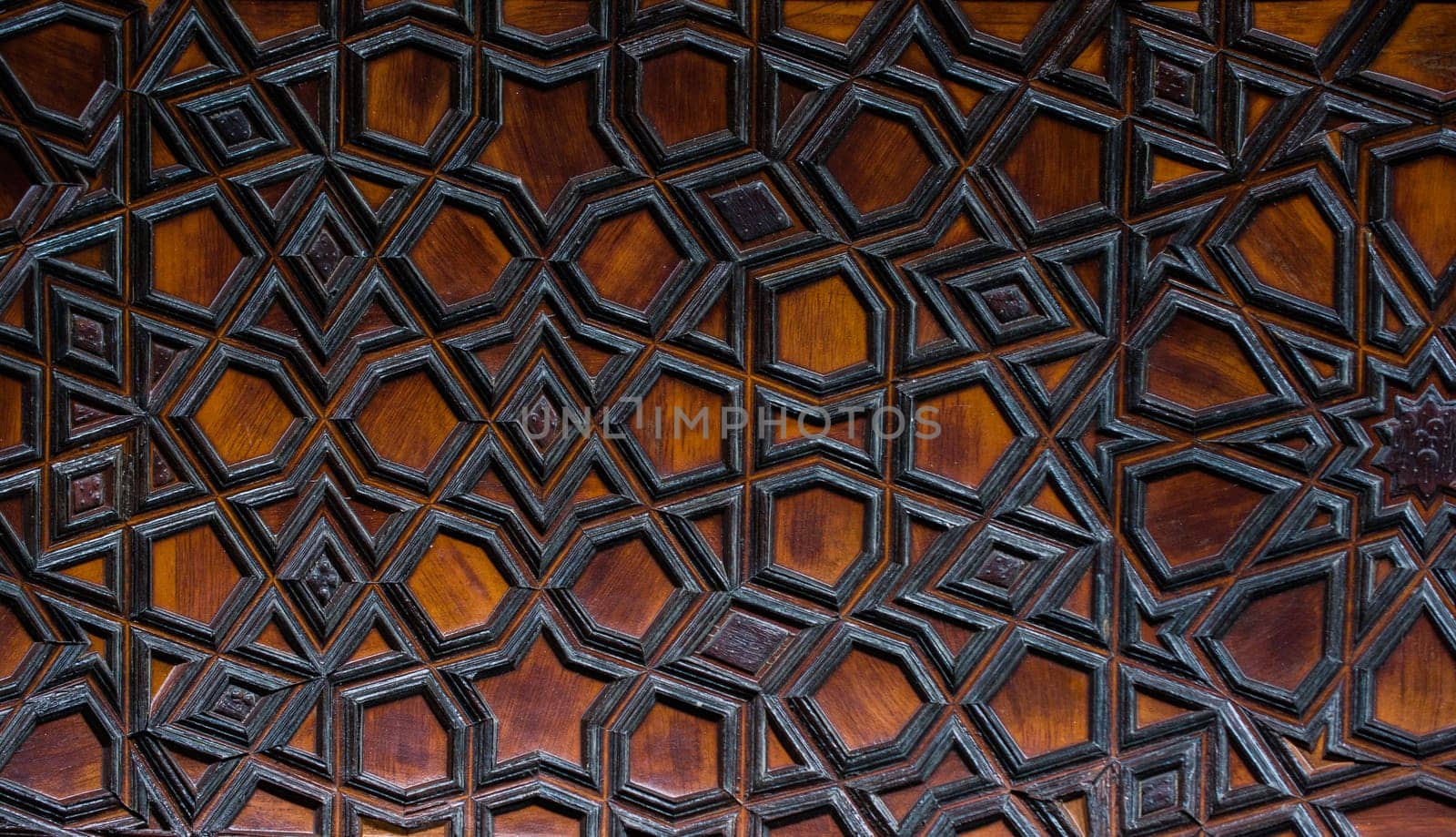 Ottoman Turkish  art with geometric patterns on wood