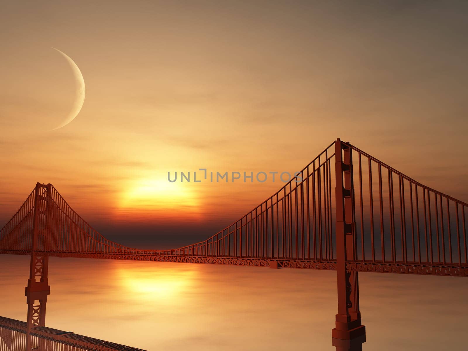 Golden Gate Bridge. Sunset or sunrise