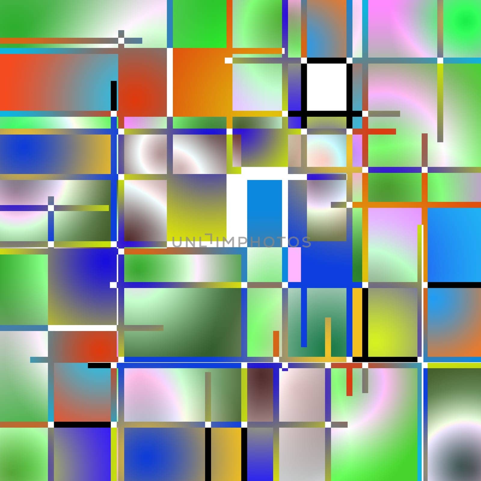 Geometric Abstract. Square figures, colorful gradients