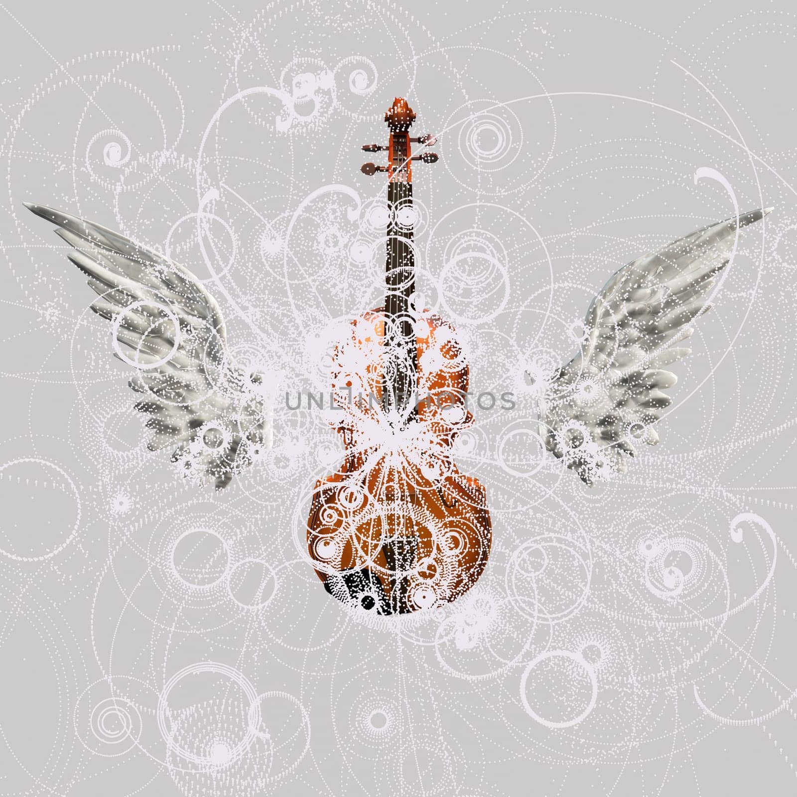 Violin with white wings