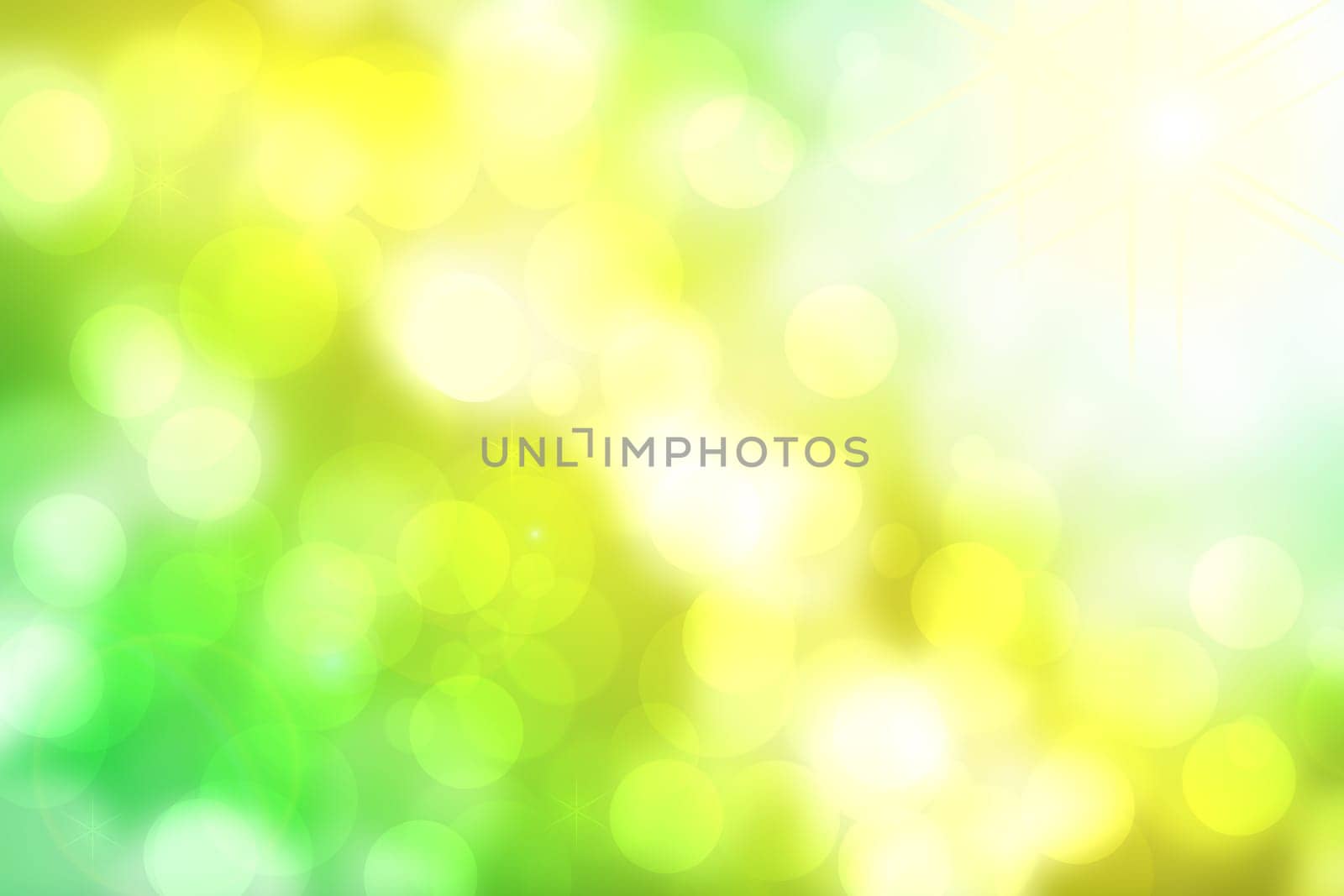 Abstract colorful gradient yellow green bokeh lights background texture. Beautiful bright backdrop.