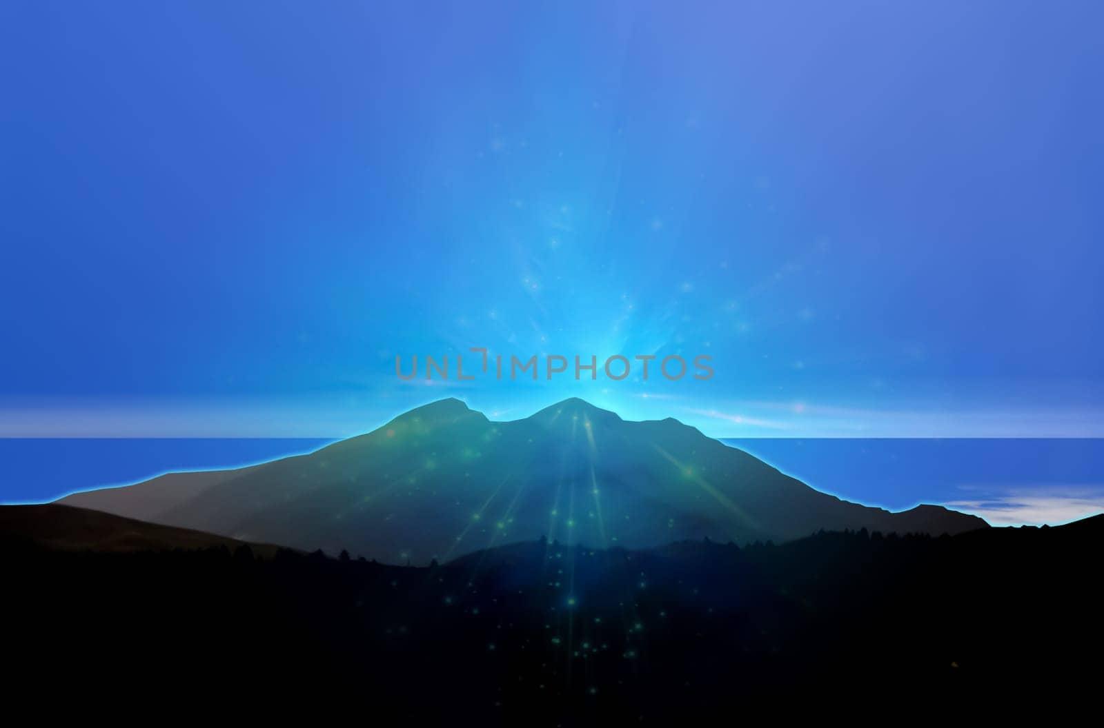 Mountain Landscape with blue light