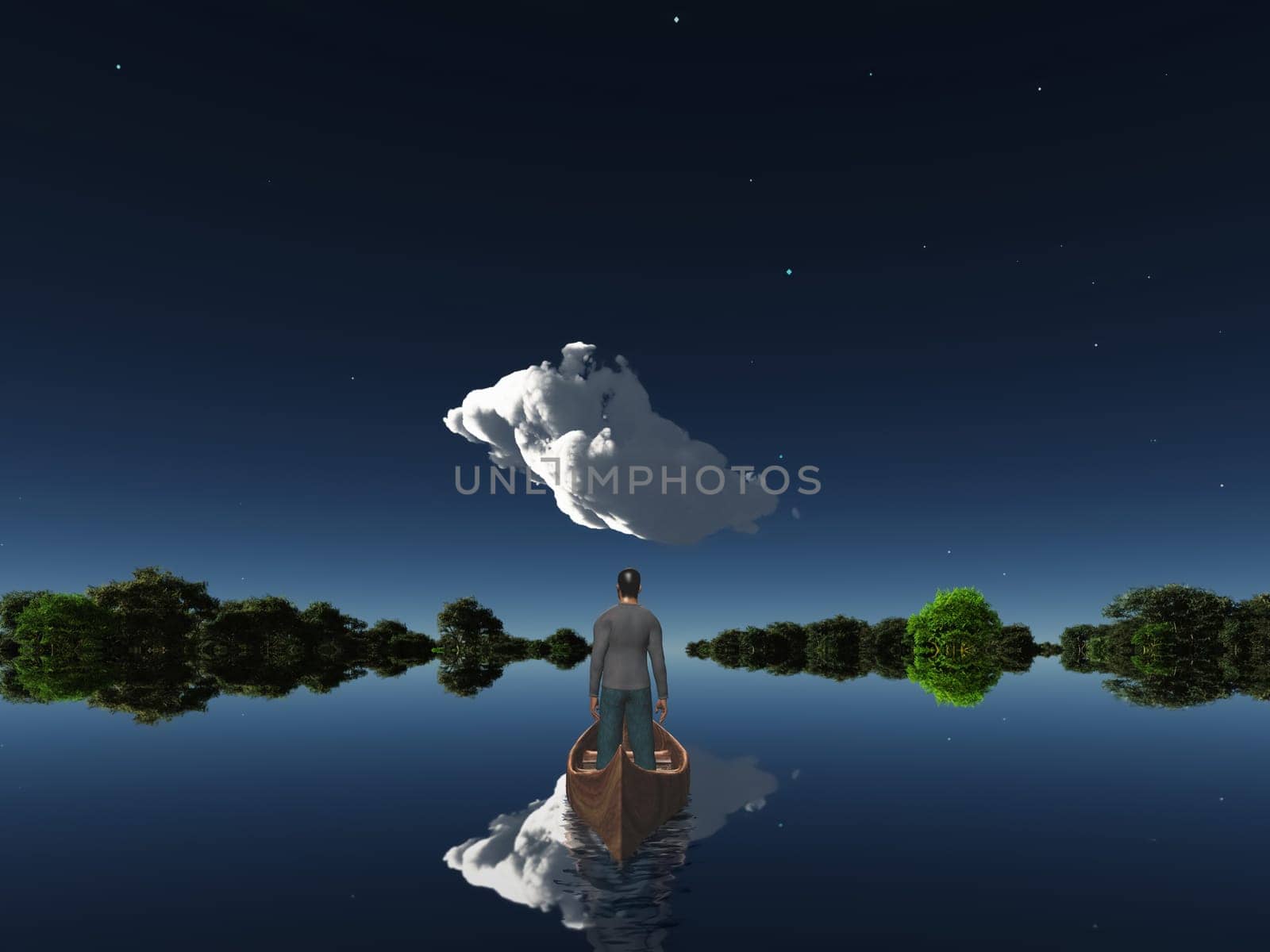 Man on boat floating on water surface