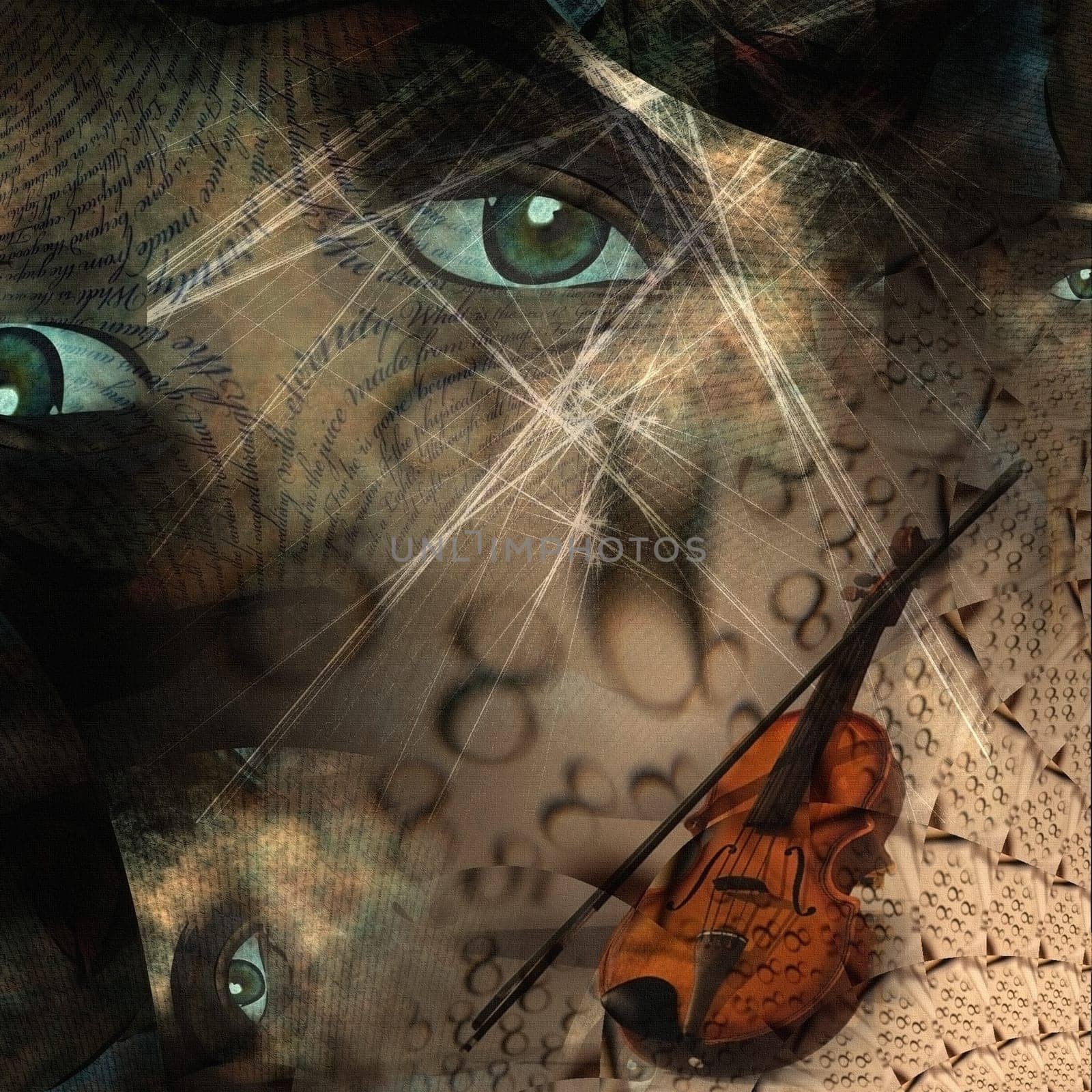 Eternal Music. Violin and eye abstract composition