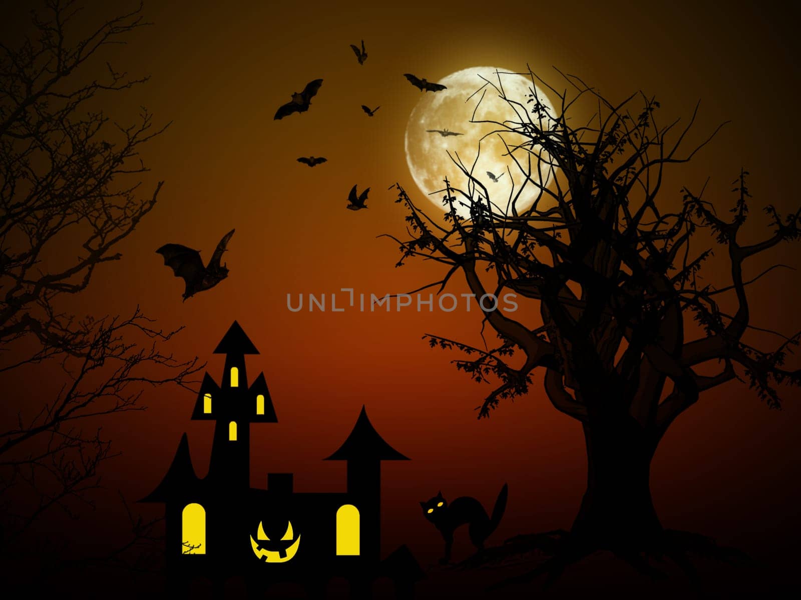 Spooky halloween night scene