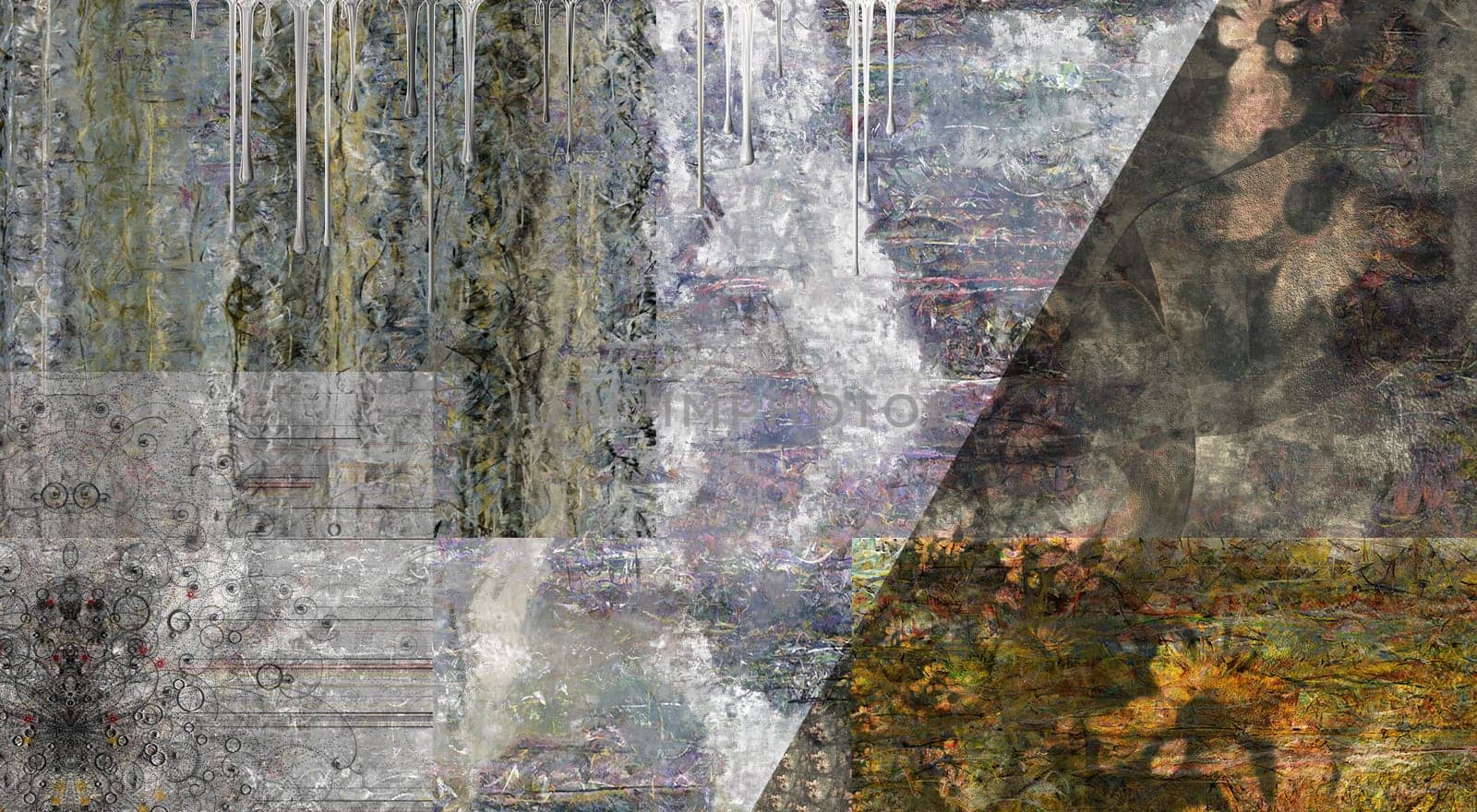 Muted Abstract Painting. 3D rendering