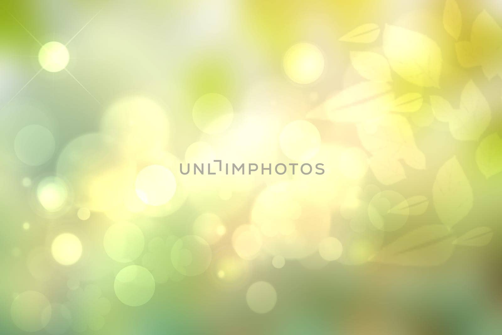 Abstract gradient green light and yellow colorful spring or summer bokeh background. Beautiful texture.