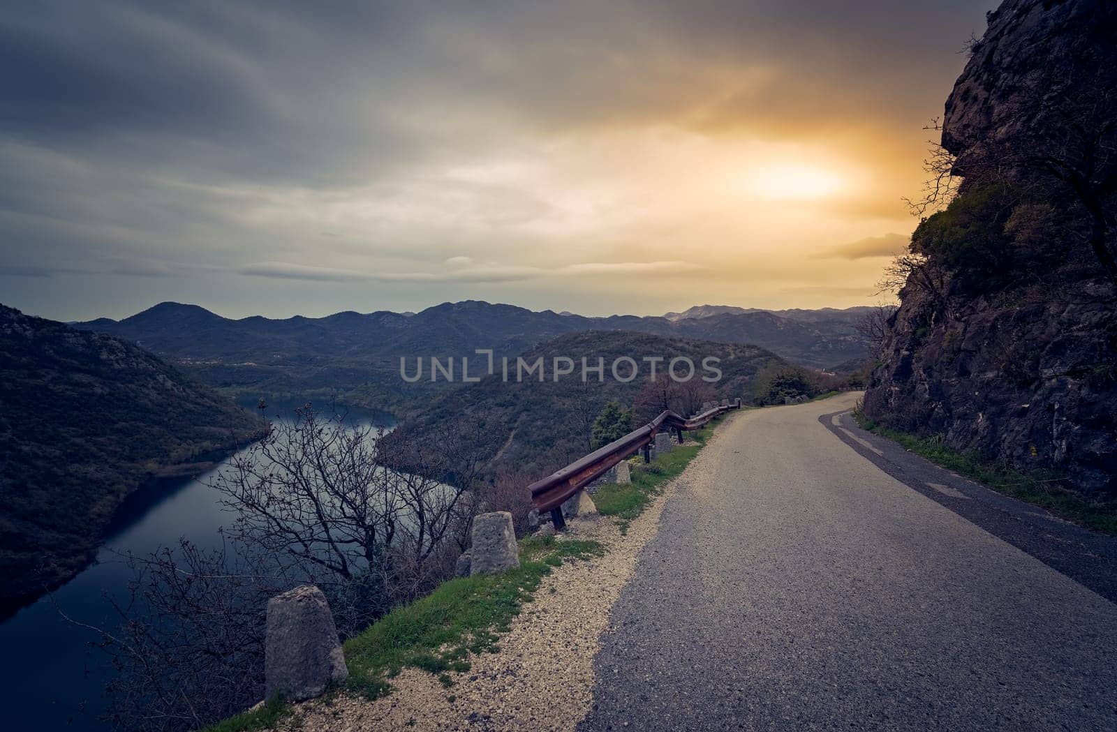 Winding road going to the Skadar Lake National Park in Montenegro