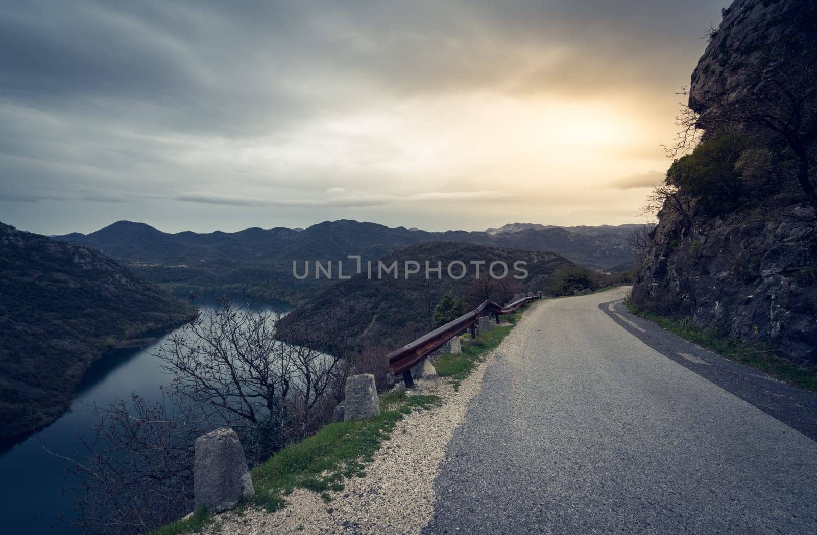 Winding road going to the Skadar Lake National Park in Montenegro