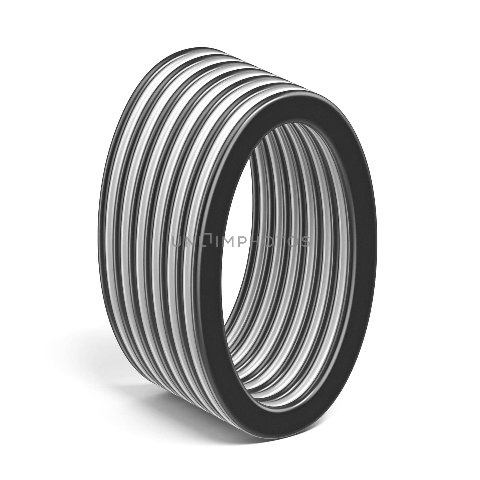 Black and white layered Number 0 ZERO 3D render illustration isolated on white background