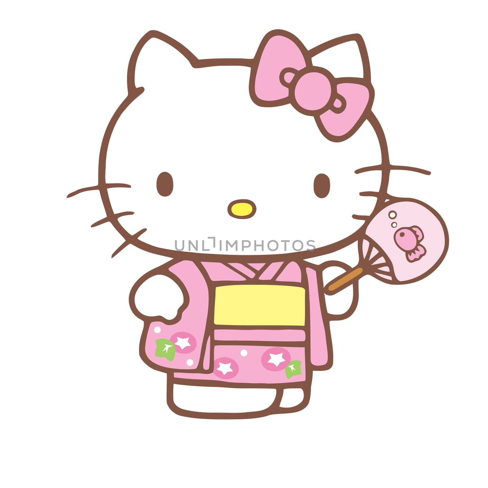 Hello Kitty pink kimono   cartoon  illustration