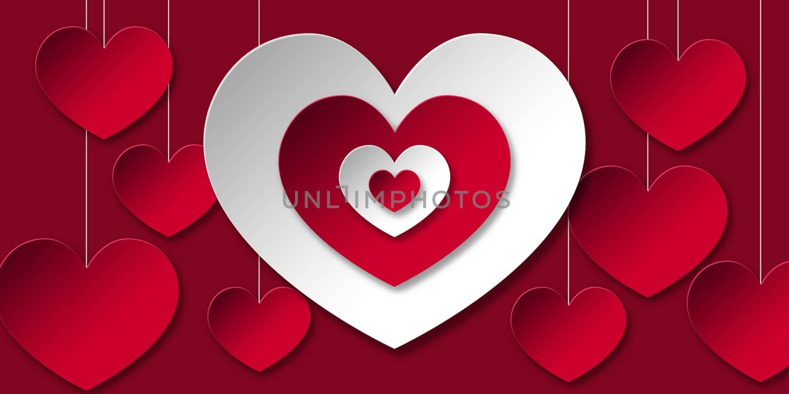 Red and White Heart Shapes Valentine Card