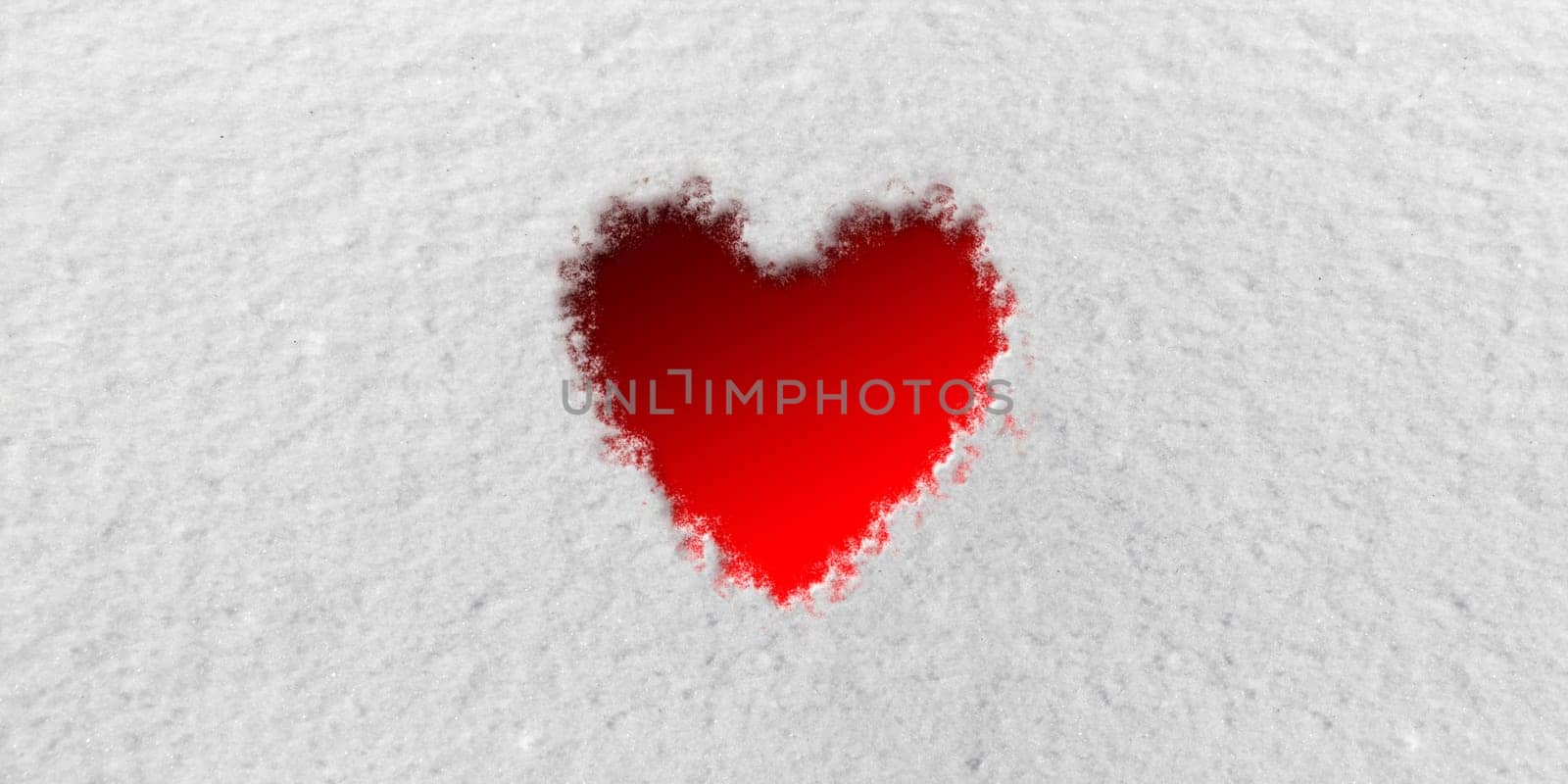 Red Heart in front of Snow Background