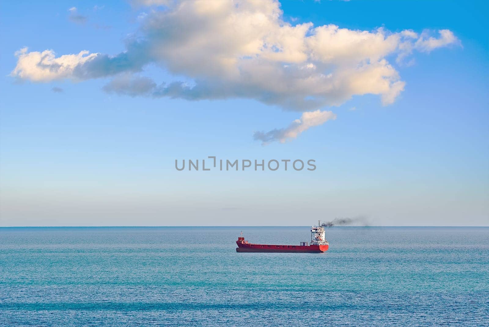 Red container ship in the Black Sea