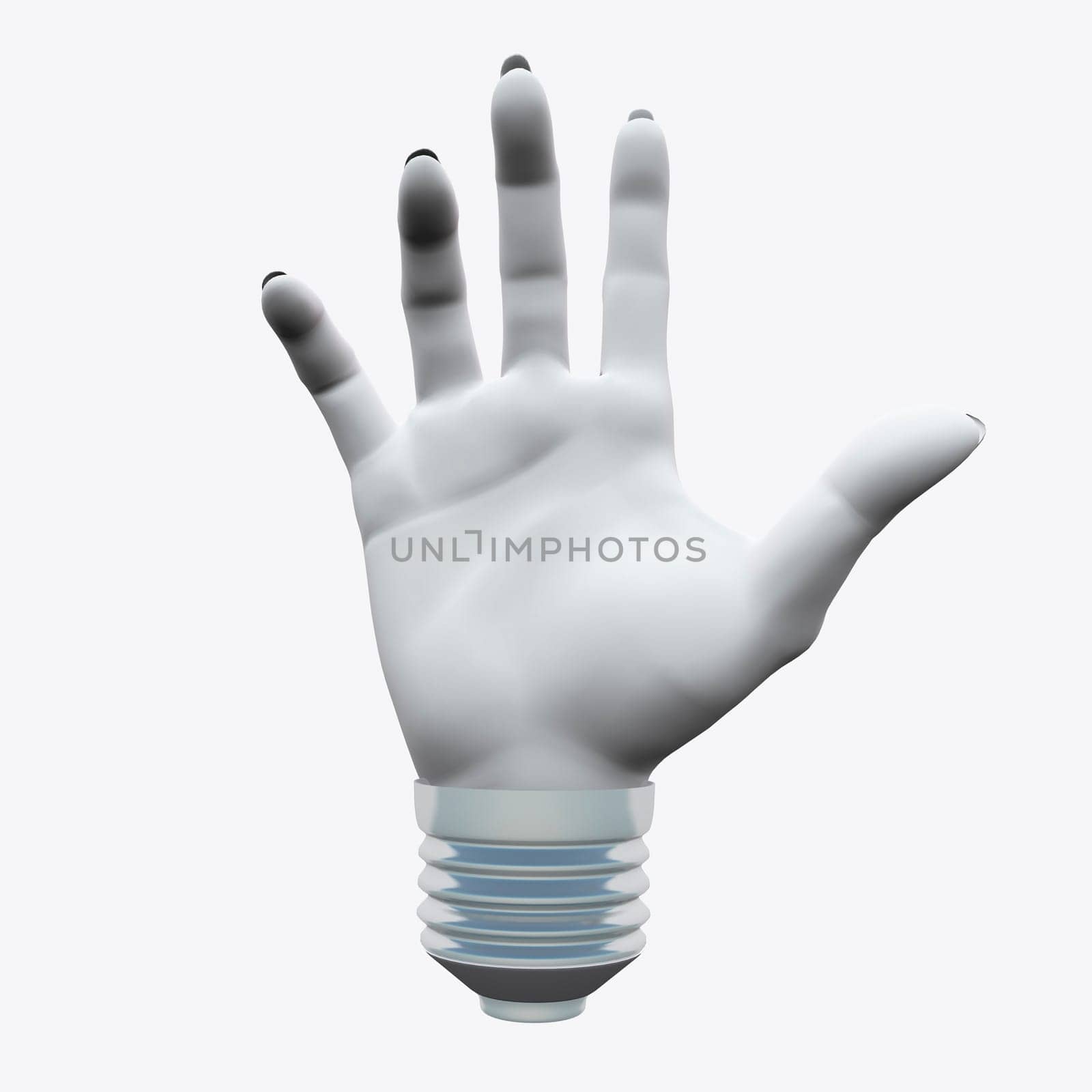 White Human's hand in shape of light bulb socket