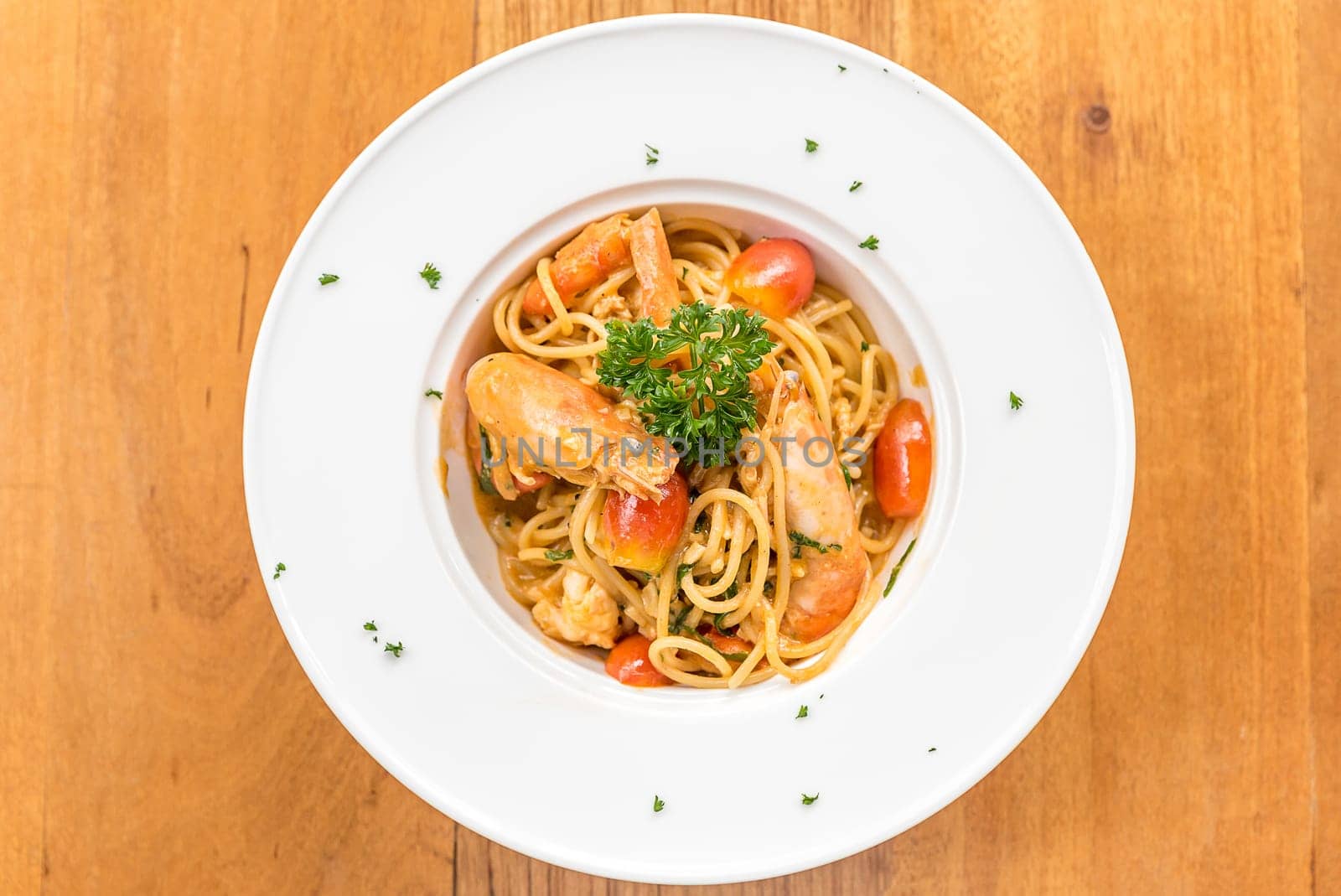 Prawn Pasta with Lobster bisque sauce
