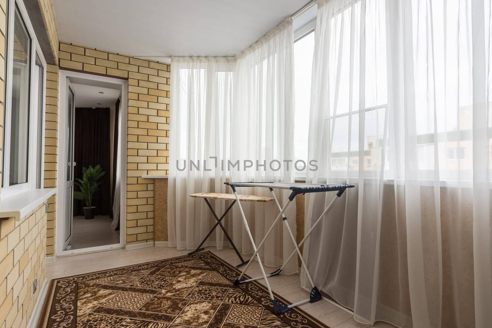 The interior of the spacious balcony in the house