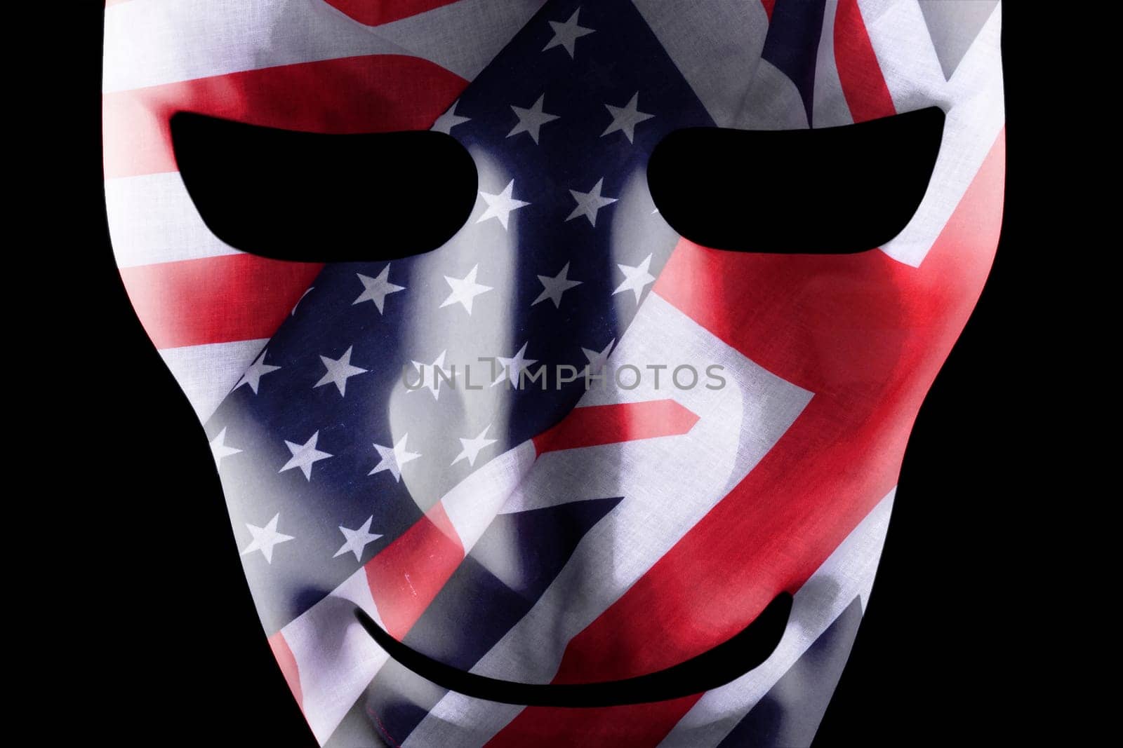 Mask with USA and British flags texture overlay