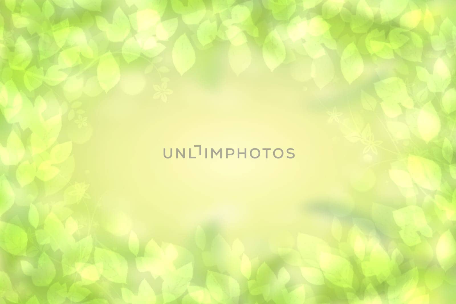 Green leaves background. Abstract fresh green leaves border on delicate green background. Beautiful spring and sunny summer backdrop texture. Space.