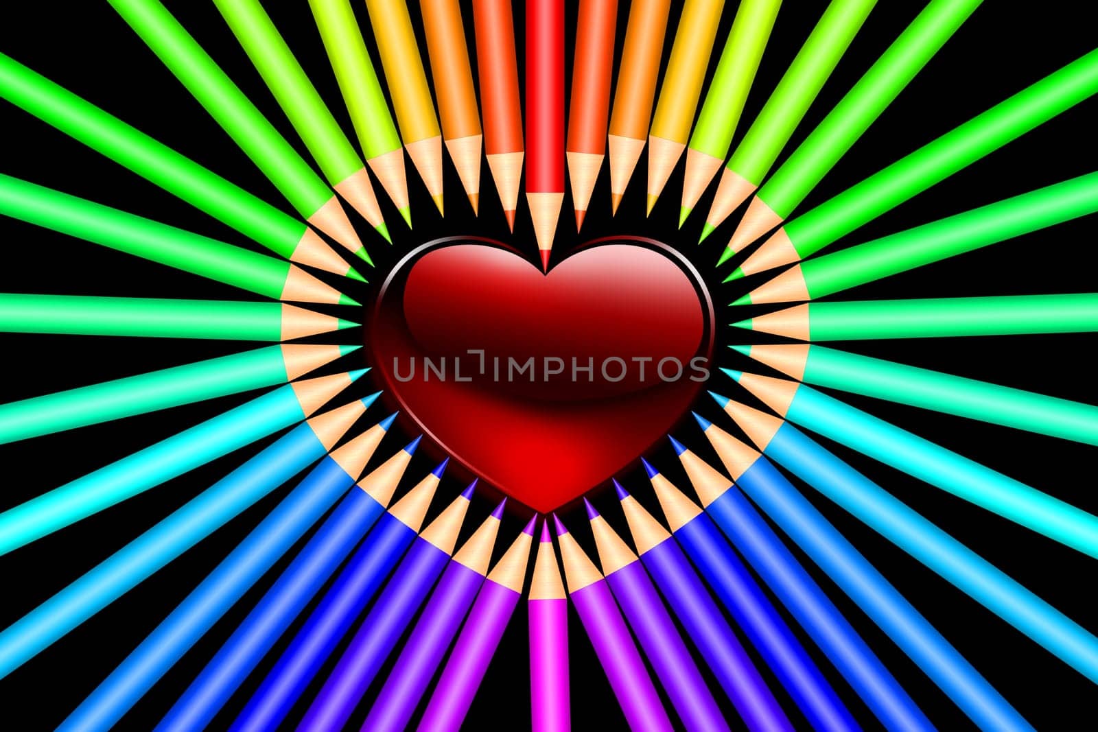 Colorful color pencils in front of white background