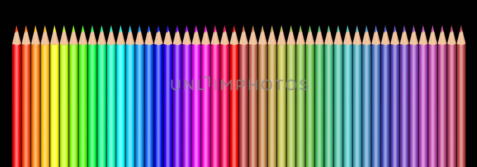 Multi colored pencils on white background