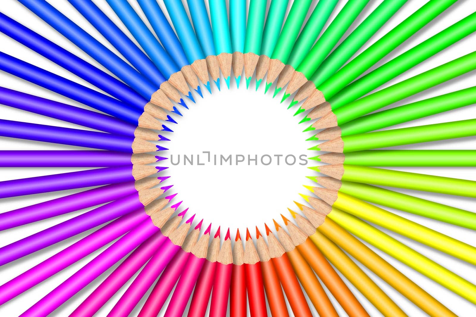 Colorful color pencils in front of white background