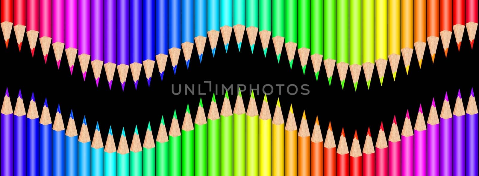 Colorful color pencils in front of white background