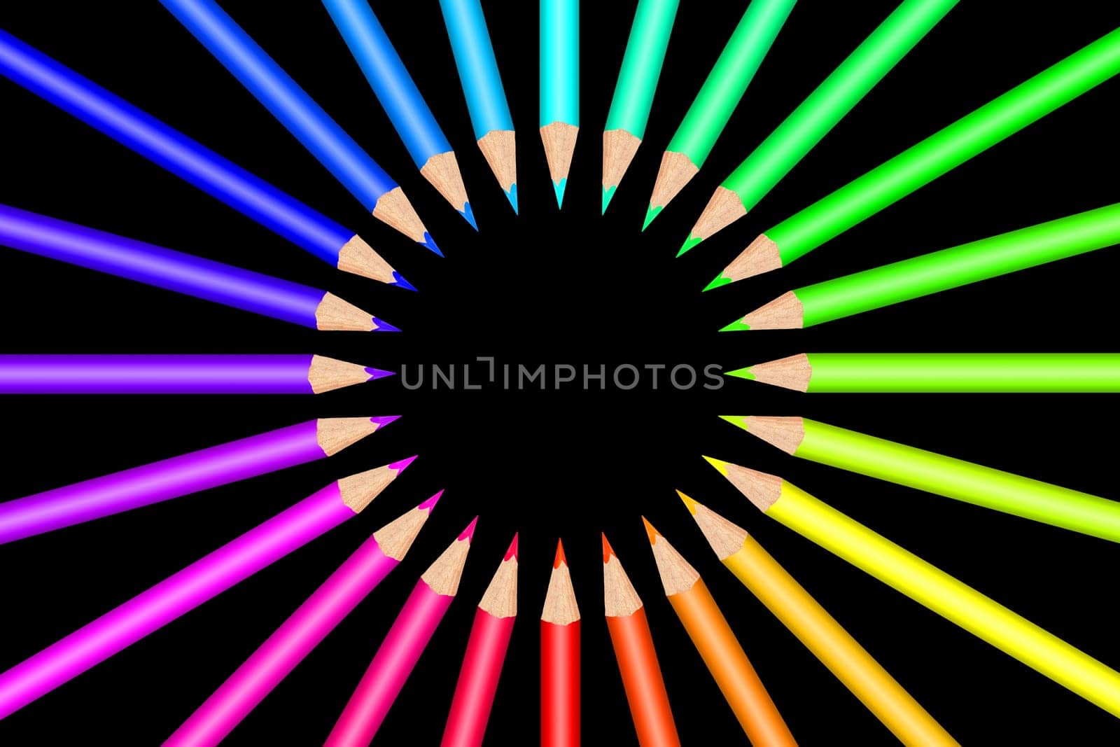 Colorful color pencils in front of white background