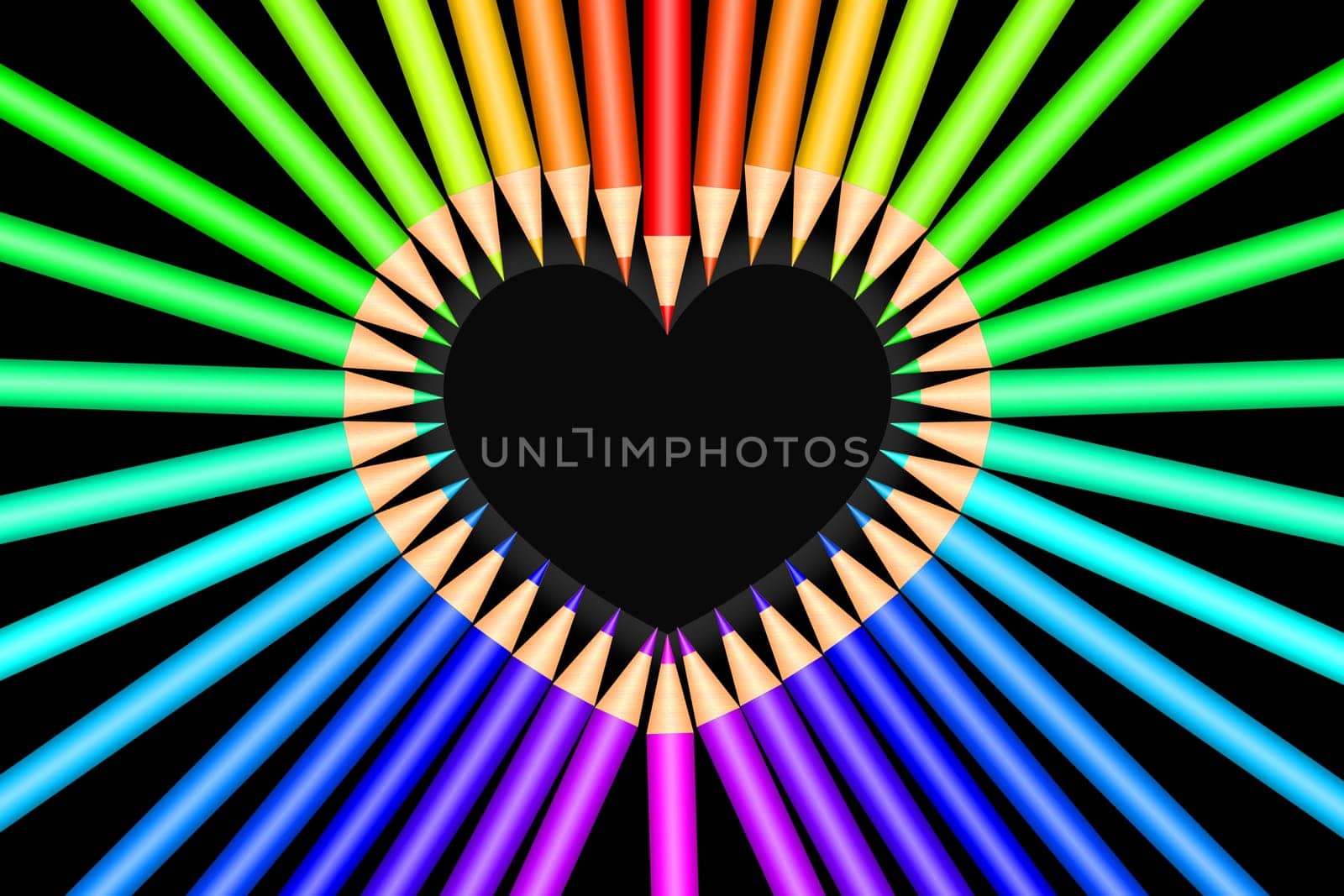 Colorful color pencils in front of white background