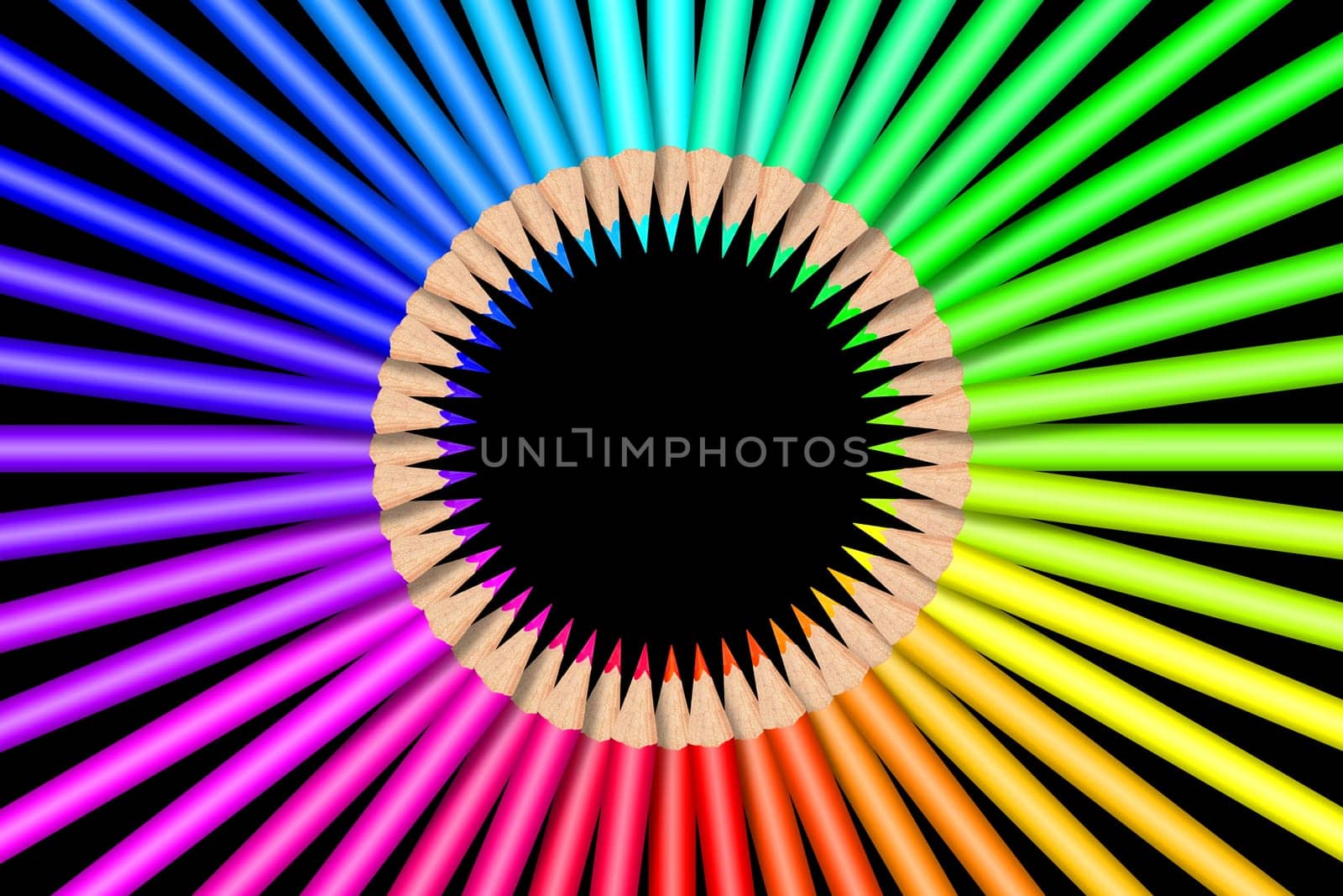 Colorful color pencils in front of white background