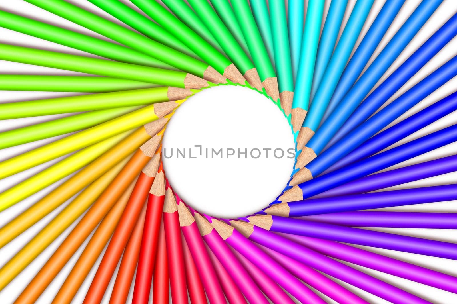 Multi colored pencils on white background