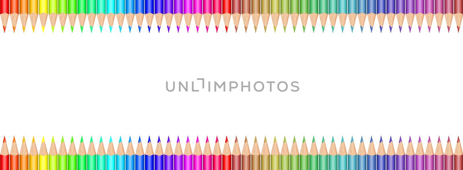 Multi colored pencils on white background