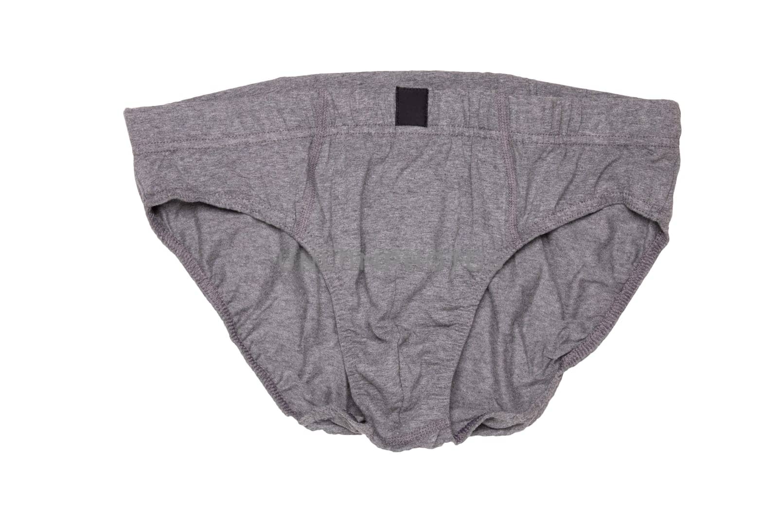 Underware men isolated. Close-up of gray male underware or underpants isolated on a white background. Clothing for man.