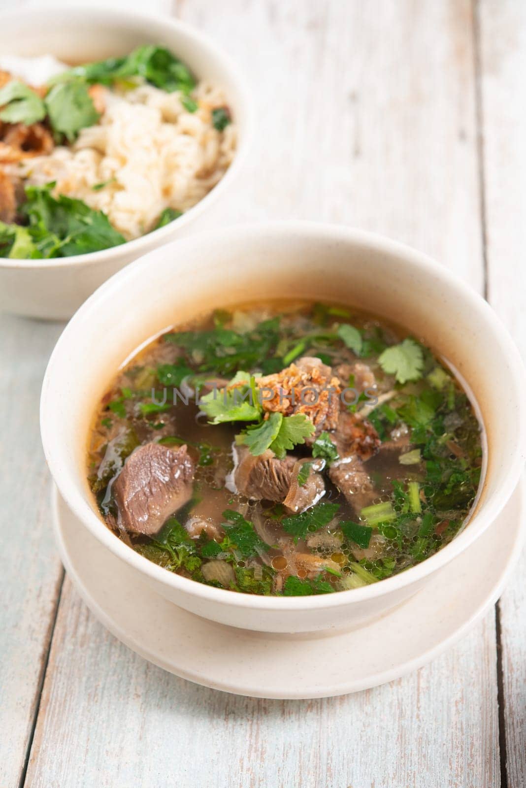 Asian bone soup or sup tulang, popular traditional malay dish.