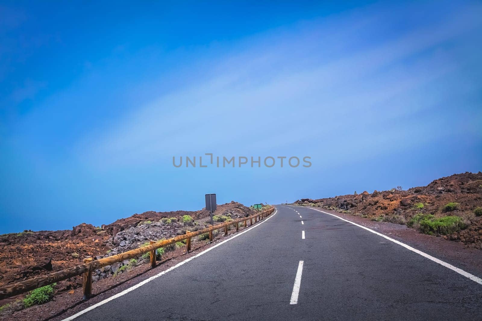 Mountain winding road through the volcanic landscape of Tenerife, Canary Islands, Spain